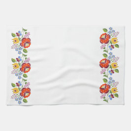 Kalocsaの刺繍のハンガリーの民芸パターン キッチンタオル