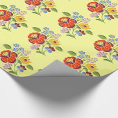 Kalocsaの刺繍のモチーフ-ハンガリーの民芸 ラッピングペーパー (角)