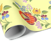 Kalocsaの刺繍のモチーフ-ハンガリーの民芸 ラッピングペーパー (ロールコーナー)