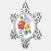 Kalocsaiの刺繍-ハンガリーの民芸 スノーフレークピューターオーナメント (右)