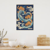 Kamaitachi Wall Art Stylized Weasel Spirits ポスター (キッチン)