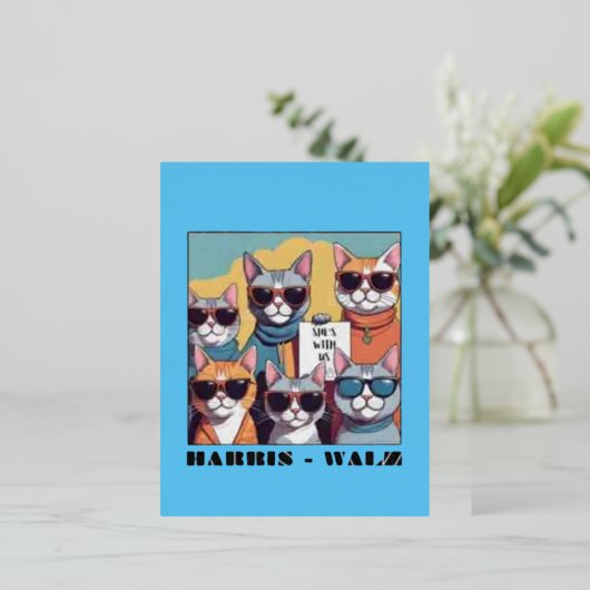 Kamalの子どものいない猫レディ 箔シーズンポストカード (立ち正面)