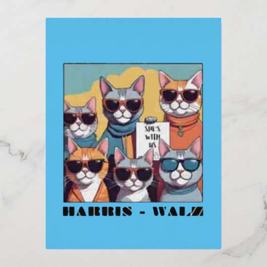 Kamalの子どものいない猫レディ 箔シーズンポストカード (正面)