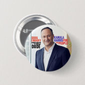 Kamalaハリス2020年"最初男のためのダグラスEmhoff 缶バッジ (正面&裏面)