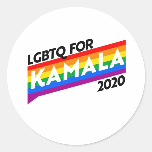 KAMALA 2020用LGBTQ ラウンドシール (正面)