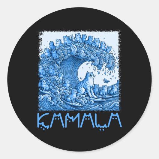 Kamala 2024のブルーキャッツウェーブ ラウンドシール (正面)