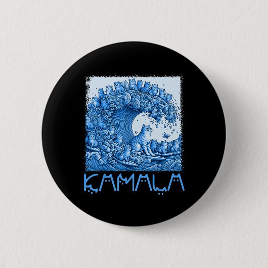 Kamala 2024のブルーキャッツウェーブ 缶バッジ (正面)