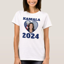 KAMALA 2024写真ハートブルー民主党員文字