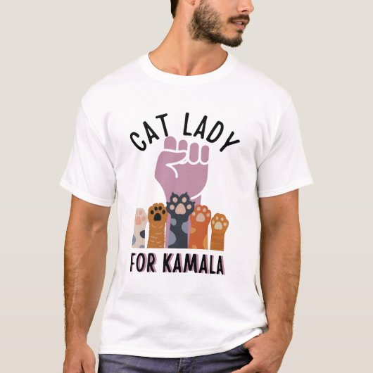 Kamala 2024 Harris Walzのための子供のないキャットレディ Tシャツ (正面)