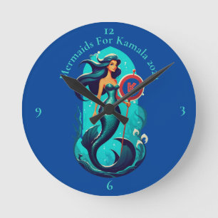 Kamala 2024 Thunder_Coveの人魚 ラウンド壁時計