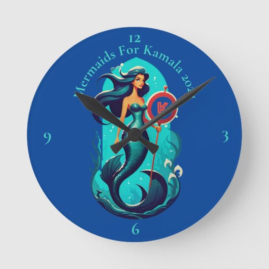 Kamala 2024 Thunder_Coveの人魚 ラウンド壁時計 (正面)