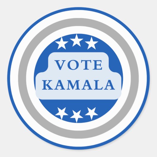 Kamala Harrisに投票。青い円 ラウンドシール (正面)