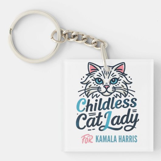 Kamala Harrisの子どものいない猫の女性 キーホルダー (正面)