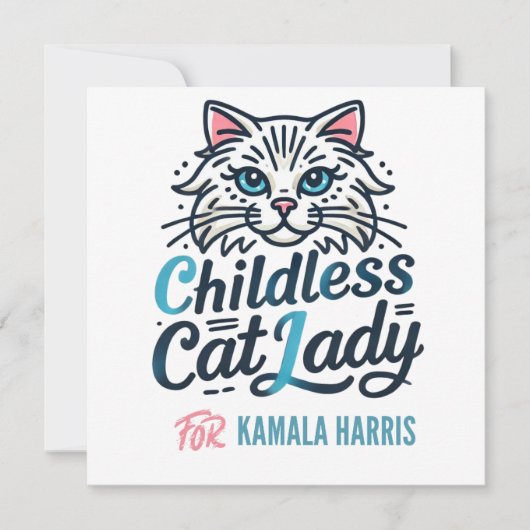 Kamala Harrisの子どものいない猫の女性 招待状 (正面)