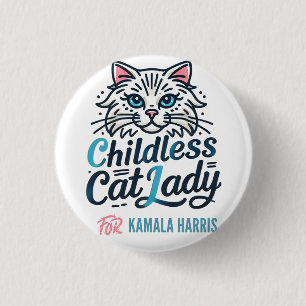 Kamala Harrisの子どものいない猫の女性 缶バッジ