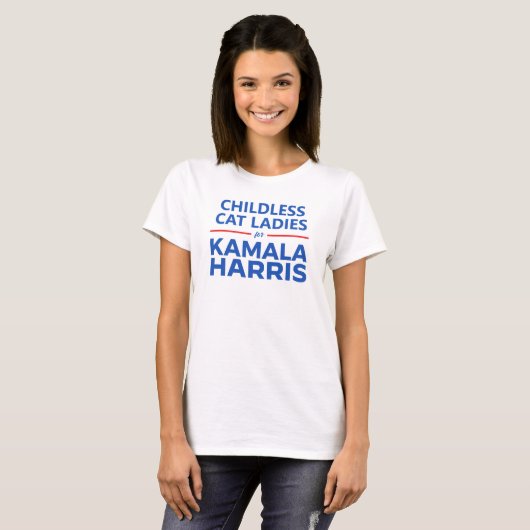 Kamala Harrisの子どものいない猫レディース Tシャツ (正面フル)