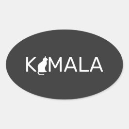 Kamala Harrisキャットレディ、キャットレディースKamalaを愛する 楕円形シール