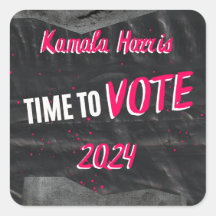 Kamala Harrisステッカー。黒の色。スクエア