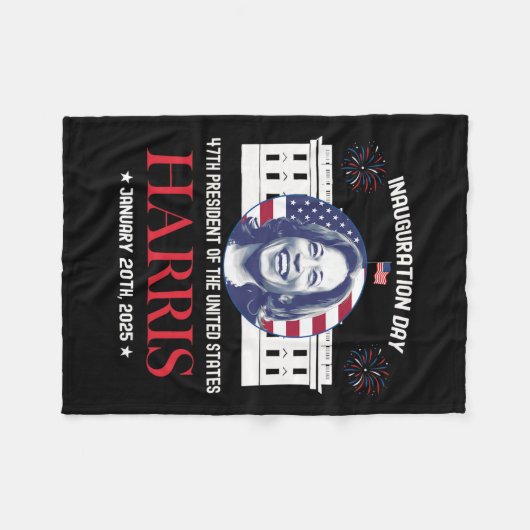 Kamala Harris就任式の日2025マダム47th Pre フリースブランケット (正面(横))