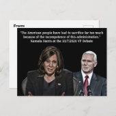 Kamala Harris引用文VP討論中 ポストカード (正面/裏面)