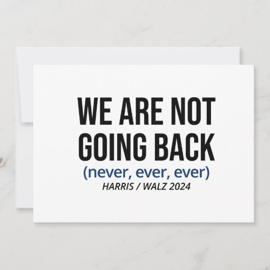 Kamala Harris我々は戻らない、Vote Harris 招待状 (正面)