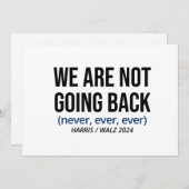 Kamala Harris我々は戻らない、Vote Harris 招待状 (正面/裏面)