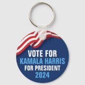 Kamala Harris氏の2024年Blue社長に投票 キーホルダー (正面)