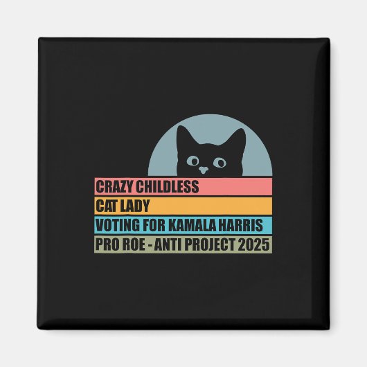 Kamala Harris熱狂するの投票に参加した子どものいない猫の女性 マグネット (正面)