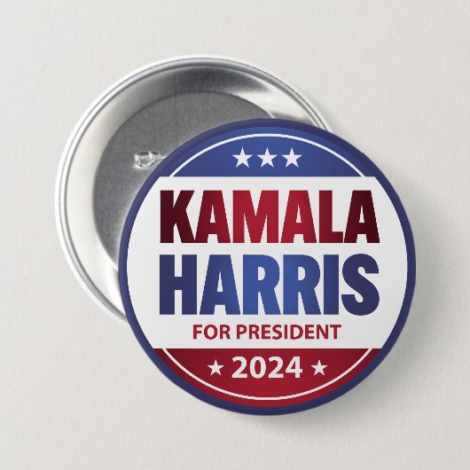 Kamala Harris社長2024ブルー 缶バッジ (正面&裏面)