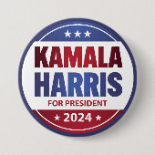 Kamala Harris社長2024ブルー 缶バッジ (正面)