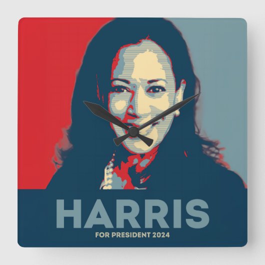 Kamala Harris社長2024 スクエア壁時計 (正面)