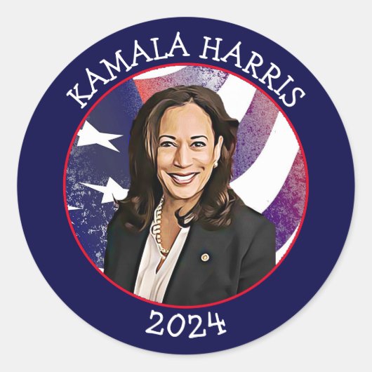 Kamala Harris社長2024 ラウンドシール (正面)