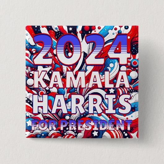 Kamala Harris社長2024 大統領の年 缶バッジ (正面)