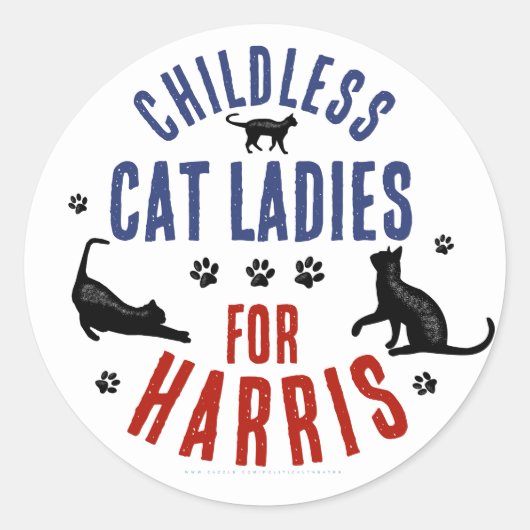 Kamala Harris社長2024 Chilless Cat Ladeys ラウンドシール (正面)