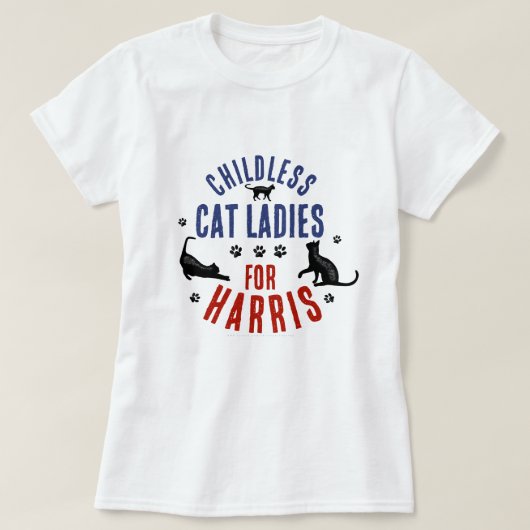 Kamala Harris社長2024 Chilless Cat Ladeys Tシャツ (デザイン正面)