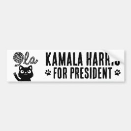 Kamala Harris社長2024 Comma La Cat and Yarn バンパーステッカー