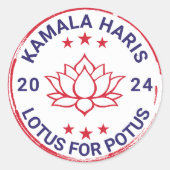 Kamala Harris社長2024 Lotus Flower ラウンドシール (正面)