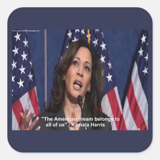 Kamala Harris & アメリカンドリーム 引用ステッカー スクエアシール (正面)