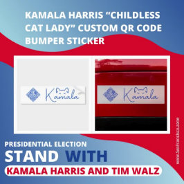 Kamala Harris 「子どもいない猫レディ」カスタムQRコード バンパーステッカー
