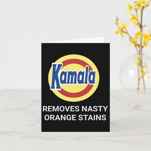 Kamala Harris 2024オレンジ色の汚れ扱いにくおもしろいを除去 カード (黄色い花)
