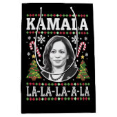 Kamala Harris 2024クリスマスコンマLaクリスマス ミディアムペーパーバッグ (正面)