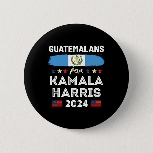 Kamala Harris 2024グアテマラ国旗のために 缶バッジ (正面)