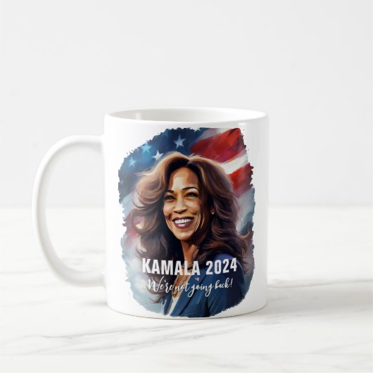 Kamala Harris 2024グラフィックアートに戻らない コーヒーマグカップ (左)