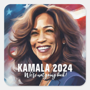 Kamala Harris 2024グラフィックアートに戻らない スクエアシール