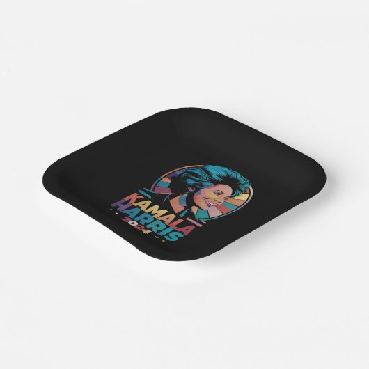 Kamala Harris 2024投票の投票で大統領に就任したカマラハリス ペーパープレート (傾斜あり)