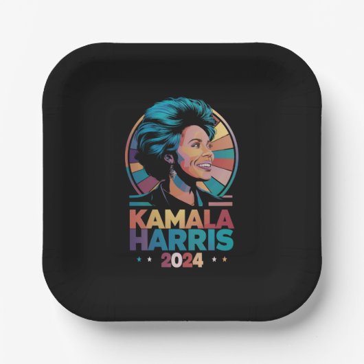 Kamala Harris 2024投票の投票で大統領に就任したカマラハリス ペーパープレート (正面)