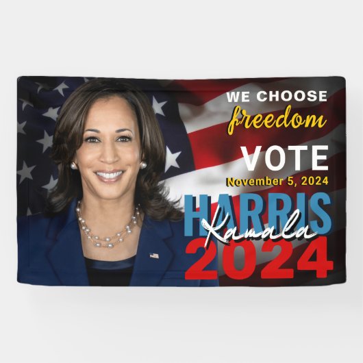 Kamala Harris 2024投票愛国運動 横断幕 (横)