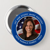 Kamala Harris 2024歴史的収集可能写真 缶バッジ (正面&裏面)