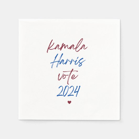 Kamala Harris 2024用ホワイトナプキンズ スタンダードカクテルナプキン (正面)