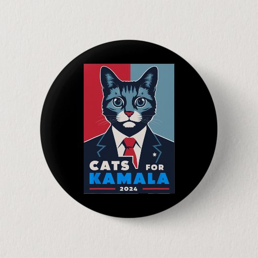 Kamala Harris 2024社長の猫を探す 缶バッジ (正面)